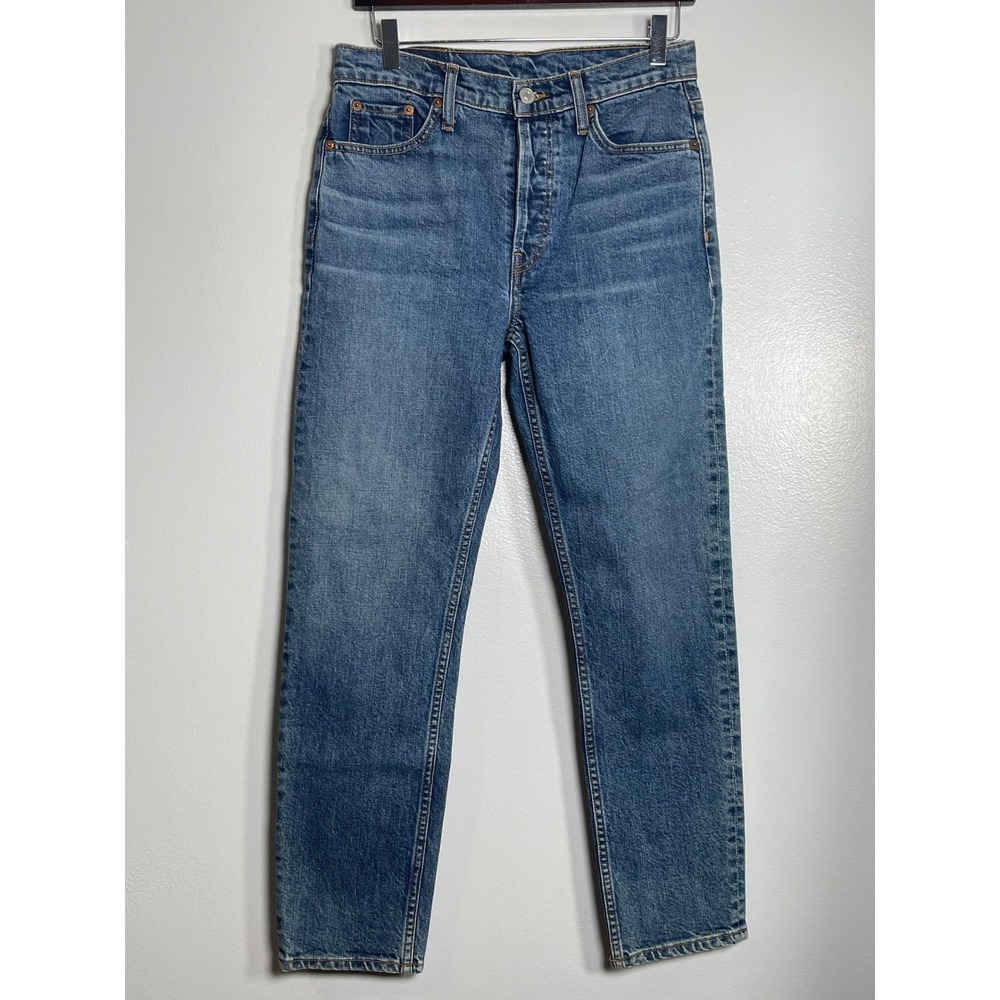 RE/DONE Ankle Crop Jeans Size 26 Blue Denim Button Fly Casual Rugged Sample